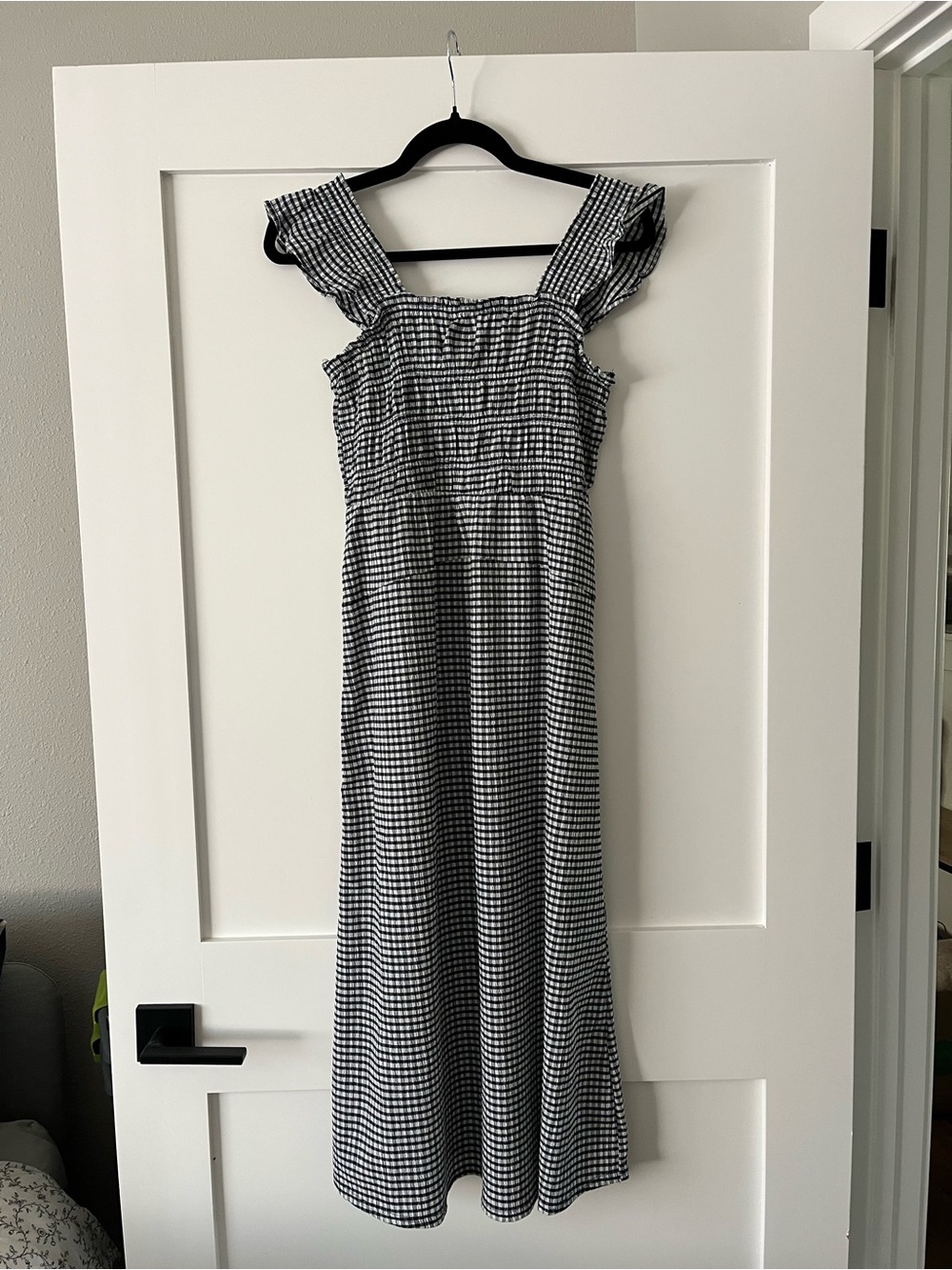 Old Navy Navy and White Gingham Dress with Ruffle Straps